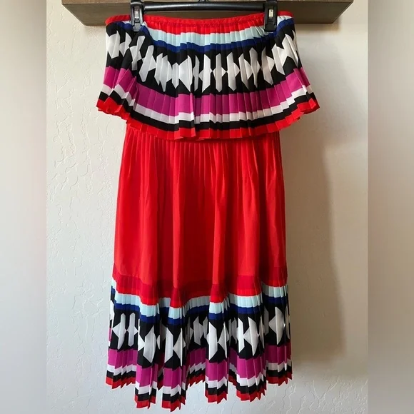 Kate Spade|Colorful boho strapless pleated dress, size 6•••Artsy, bold style🫶🏻 - Picture 5 of 16
